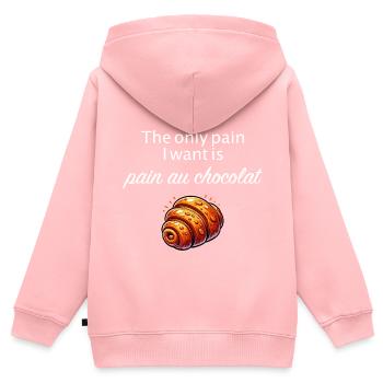Pain au chocolat - Lustiges Pain au Chocolat Wortspiel - Kinder Premium Organic Zip Hoodie - Rosa - Hinten - AI Model Kid Female (0cm)