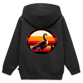 Lustige kanadische Gans Sonnenuntergang Vintage - Kinder Premium Organic Zip Hoodie - Schwarz - Hinten - AI Model Kid Male (0cm)