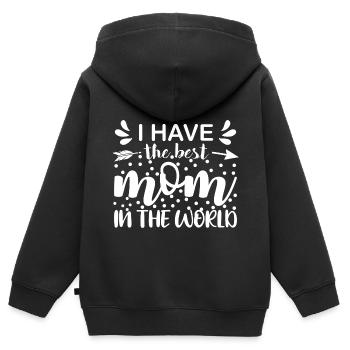 J’ai la meilleure maman du monde - Sweat Premium à capuche zippé enfant bio - noir - Dos - AI Model Kid Male (0cm)
