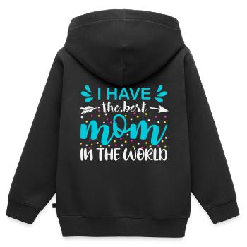 Ich habe die beste Mama auf der Welt - Kinder Premium Organic Zip Hoodie - Schwarz - Hinten - AI Model Kid Male (0cm)