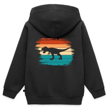 T Rex Dino Dinosaure - Sweat Premium à capuche zippé enfant bio - noir - Dos - AI Model Kid Male (0cm)