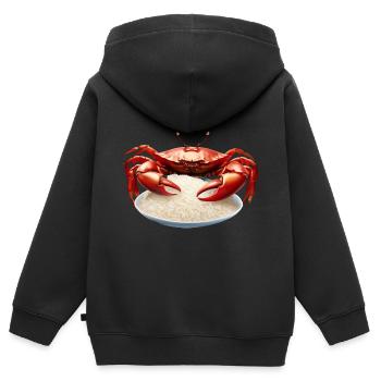 Crabe rouge avec riz - Sweat Premium à capuche zippé enfant bio - noir - Dos - AI Model Kid Male (0cm)
