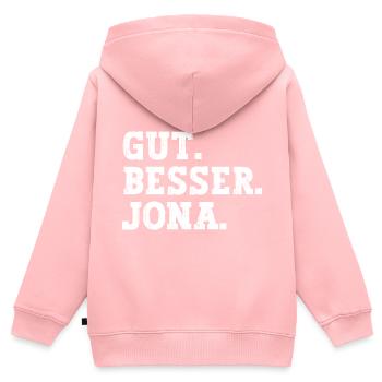 Gut Besser Jona Lustiger Spruch Name Jona - Kinder Premium Organic Zip Hoodie - Rosa - Hinten - AI Model Kid Female (0cm)