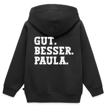 Gut Besser Paula Lustiger Spruch Name Paula - Kinder Premium Organic Zip Hoodie - Schwarz - Hinten - AI Model Kid Male (0cm)