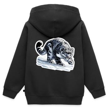 Snow Leopard Leopard White Leopard - Kids Premium Organic Zip-up Hoodie - black - Back - AI Model Kid Male (0cm)