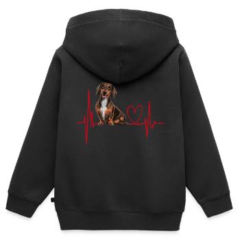 Cadeau Heartbeat pour chiens - Sweat Premium à capuche zippé enfant bio - noir - Dos - AI Model Kid Male (0cm)