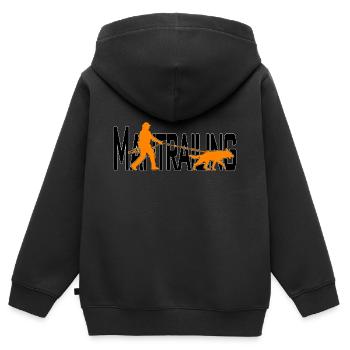 Mantrailing orange / noir - Sweat Premium à capuche zippé enfant bio - noir - Dos - AI Model Kid Male (0cm)