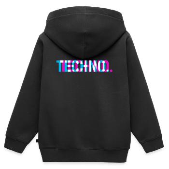 Techno - Kinder Premium Organic Zip Hoodie - Schwarz - Hinten - AI Model Kid Male (0cm)