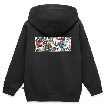 DDR Mosaik Arbeitsalltag Kunst - Kinder Premium Organic Zip Hoodie - Schwarz - Hinten - AI Model Kid Male (0cm)