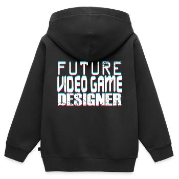 Futur concepteur de jeux vidéo - Sweat Premium à capuche zippé enfant bio - noir - Dos - AI Model Kid Male (0cm)
