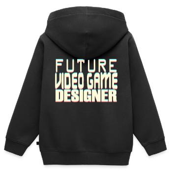 Futur concepteur de jeux vidéo - Sweat Premium à capuche zippé enfant bio - noir - Dos - AI Model Kid Male (0cm)