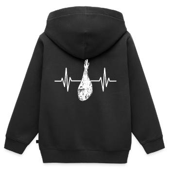 Schinken - Kinder Premium Organic Zip Hoodie - Schwarz - Hinten - AI Model Kid Male (0cm)