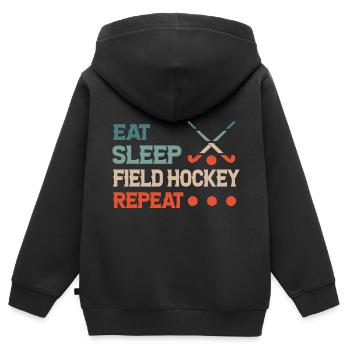 Eat Sleep Field Hockey Repeat - Kinder Premium Organic Zip Hoodie - Schwarz - Hinten - AI Model Kid Male (0cm)