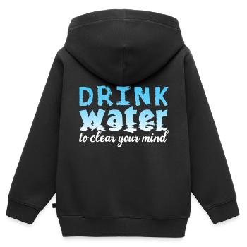 Boire de l’eau - Sweat Premium à capuche zippé enfant bio - noir - Dos - AI Model Kid Male (0cm)