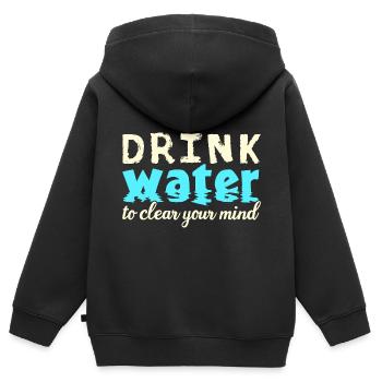 Boire de l’eau - Sweat Premium à capuche zippé enfant bio - noir - Dos - AI Model Kid Male (0cm)