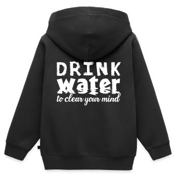 Boire de l’eau - Sweat Premium à capuche zippé enfant bio - noir - Dos - AI Model Kid Male (0cm)
