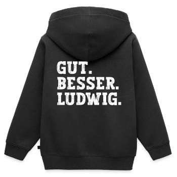 Gut Besser Ludwig Lustiger Spruch Name Ludwig - Kinder Premium Organic Zip Hoodie - Schwarz - Hinten - AI Model Kid Male (0cm)