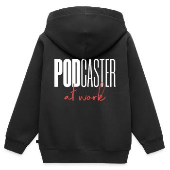 Podcaster Podcast au travail - Sweat Premium à capuche zippé enfant bio - noir - Dos - AI Model Kid Male (0cm)