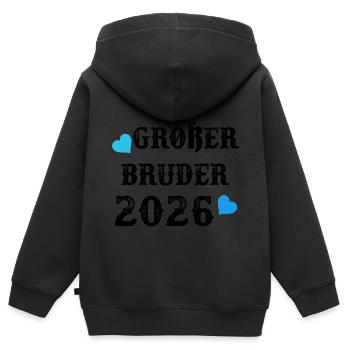 Werdender Großer Bruder 2026 Herzen - Kinder Premium Organic Zip Hoodie - Schwarz - Hinten - AI Model Kid Male (0cm)