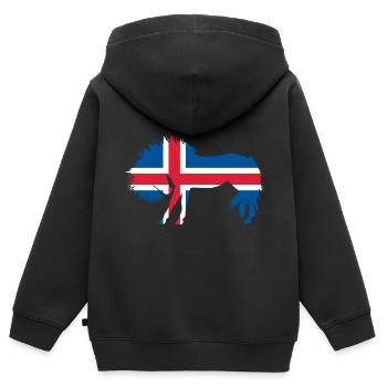 Island Flagge îs Iceland Pferd Geschenk - Kinder Premium Organic Zip Hoodie - Schwarz - Hinten - AI Model Kid Male (0cm)
