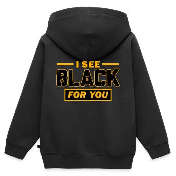 Je vois du noir pour toi. - Sweat Premium à capuche zippé enfant bio - noir - Dos - AI Model Kid Male (0cm)