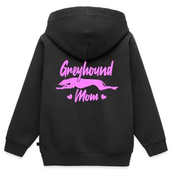 Maman Greyhound - Sweat Premium à capuche zippé enfant bio - noir - Dos - AI Model Kid Male (0cm)