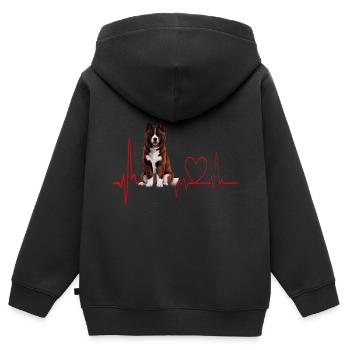 Cadeau Heartbeat pour chiens - Sweat Premium à capuche zippé enfant bio - noir - Dos - AI Model Kid Male (0cm)