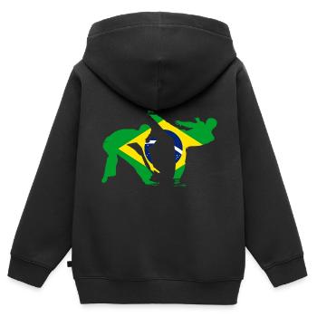 Capoeira - Sweat Premium à capuche zippé enfant bio - noir - Dos - AI Model Kid Male (0cm)