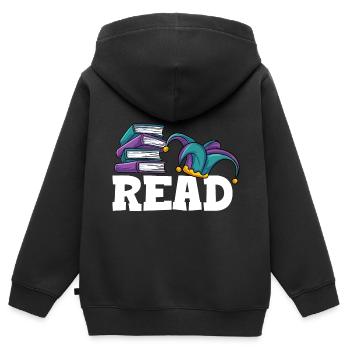 Lesen - Kinder Premium Organic Zip Hoodie - Schwarz - Hinten - AI Model Kid Male (0cm)
