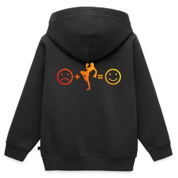 Boxe Kickboxing Kickboxer Homme Kickboxing - Sweat Premium à capuche zippé enfant bio - noir - Dos - AI Model Kid Male (0cm)