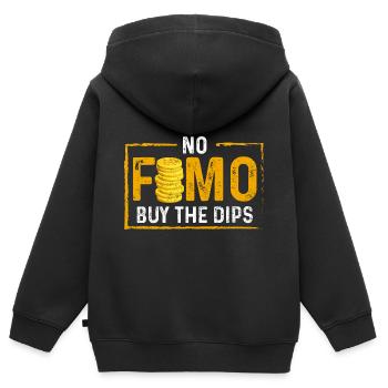 no fomo, Buy the dip - Kinder Premium Organic Zip Hoodie - Schwarz - Hinten - AI Model Kid Male (0cm)