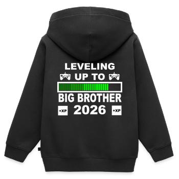 Leveling Up To Big Brother 2026 - Kinder Premium Organic Zip Hoodie - Schwarz - Hinten - AI Model Kid Male (0cm)