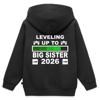 Mise à niveau jusqu’à Big Sister 2026 - Sweat Premium à capuche zippé enfant bio - noir - Dos - AI Model Kid Male (0cm)