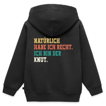 Knut Lustiger Spruch Vorname Name Knut - Kinder Premium Organic Zip Hoodie - Schwarz - Hinten - AI Model Kid Male (0cm)