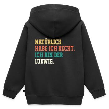 Ludwig Lustiger Spruch Vorname Name Ludwig - Kinder Premium Organic Zip Hoodie - Schwarz - Hinten - AI Model Kid Male (0cm)
