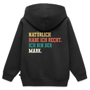 Mark Lustiger Spruch Vorname Name Mark - Kinder Premium Organic Zip Hoodie - Schwarz - Hinten - AI Model Kid Male (0cm)