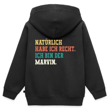 Marvin Lustiger Spruch Vorname Name Marvin - Kinder Premium Organic Zip Hoodie - Schwarz - Hinten - AI Model Kid Male (0cm)