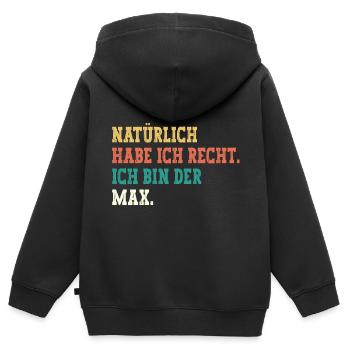 Max Lustiger Spruch Vorname Name Max - Kinder Premium Organic Zip Hoodie - Schwarz - Hinten - AI Model Kid Male (0cm)