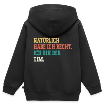 Tim Lustiger Spruch Vorname Name Tim - Kinder Premium Organic Zip Hoodie - Schwarz - Hinten - AI Model Kid Male (0cm)