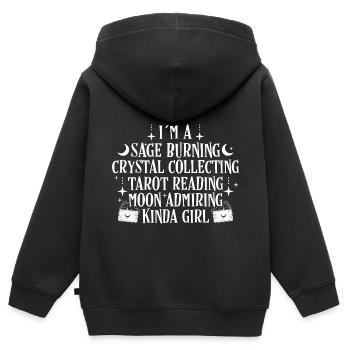 Les filles sorcières | Sorcière Sorcière Sorcière Sorcière Cadeaux - Sweat Premium à capuche zippé enfant bio - noir - Dos - AI Model Kid Male (0cm)