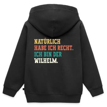 Wilhelm Lustiger Spruch Vorname Name Wilhelm - Kinder Premium Organic Zip Hoodie - Schwarz - Hinten - AI Model Kid Male (0cm)