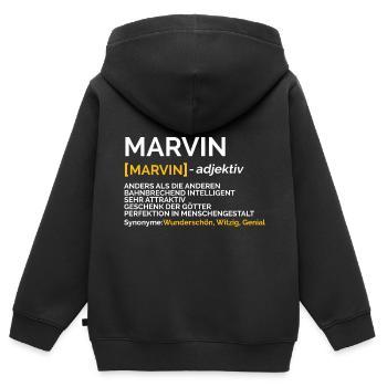 Marvin - Kinder Premium Organic Zip Hoodie - Schwarz - Hinten - AI Model Kid Male (0cm)