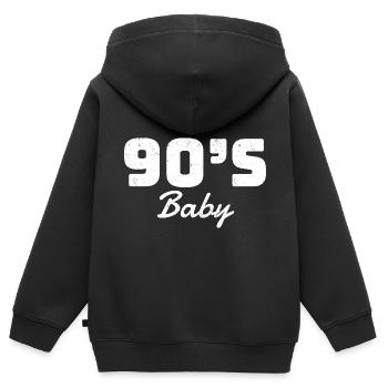 90er Jahre - Kinder Premium Organic Zip Hoodie - Schwarz - Hinten - AI Model Kid Male (0cm)