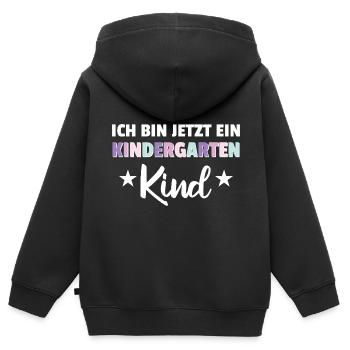 ich bin jetzt ein Kindergartenkind 2025 - Kinder Premium Organic Zip Hoodie - Schwarz - Hinten - AI Model Kid Male (0cm)