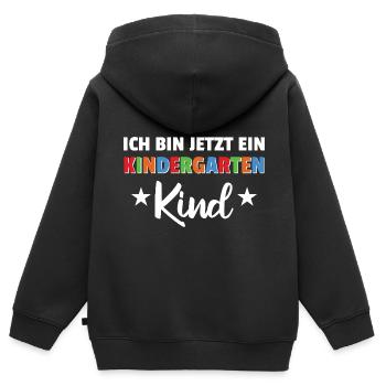ich bin jetzt ein Kindergartenkind 2025 - Kinder Premium Organic Zip Hoodie - Schwarz - Hinten - AI Model Kid Male (0cm)