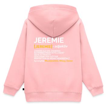 Jeremie - Kinder Premium Organic Zip Hoodie - Rosa - Hinten - AI Model Kid Female (0cm)