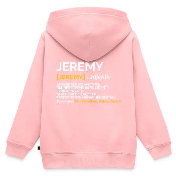 Jeremy - Kinder Premium Organic Zip Hoodie - Rosa - Hinten - AI Model Kid Female (0cm)