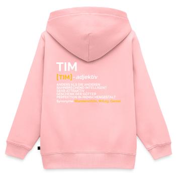 Tim - Kinder Premium Organic Zip Hoodie - Rosa - Hinten - AI Model Kid Female (0cm)