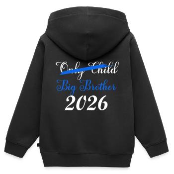 Großer Bruder 2026 Ankündigung - Kinder Premium Organic Zip Hoodie - Schwarz - Hinten - AI Model Kid Male (0cm)