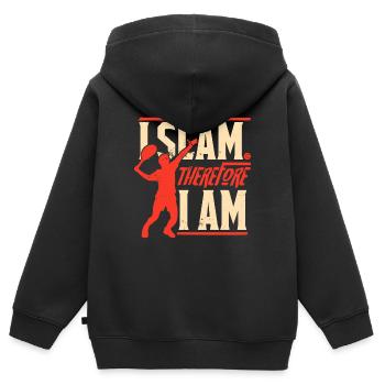 Je claque donc je suis - Tennis Serve Sport - Sweat Premium à capuche zippé enfant bio - noir - Dos - AI Model Kid Male (0cm)